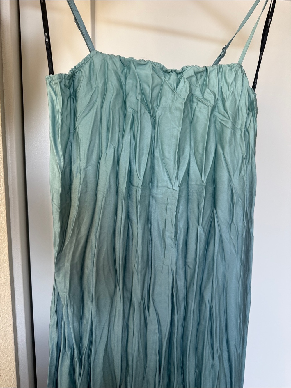 Forever 21 Teal Ombre Crinkle Maxi Dress